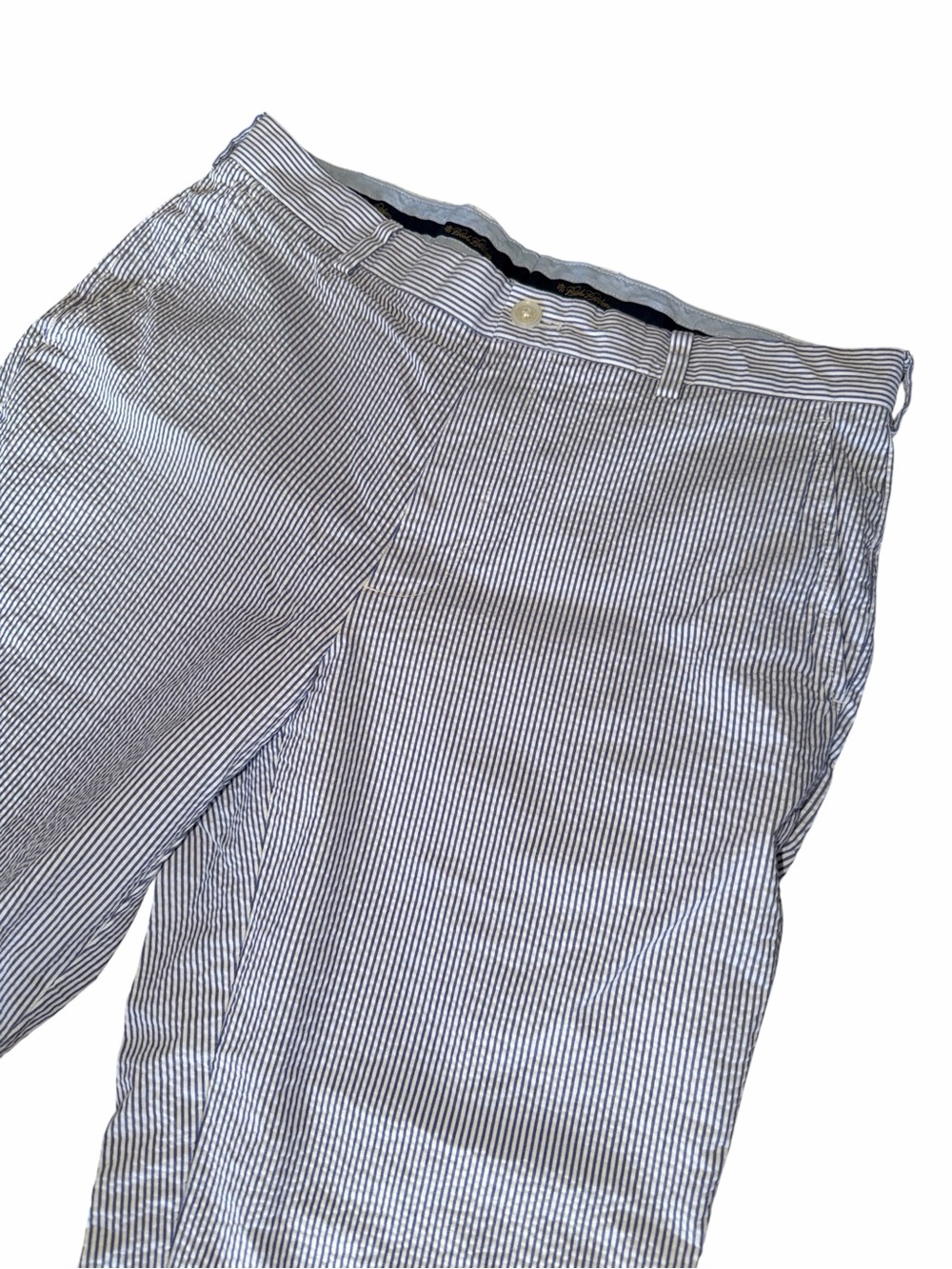 Brooks Brothers Clark Fit Seersucker Pants 36x32 Blue White Stripe Cotton Preppy